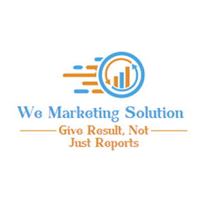 We Marketing Solution logo with blue/orange analytics icon and tagline “Give Result, Not Just Reports.”
